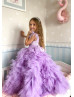 Lavender Lace Tulle Ruffle Flower Girl Dress